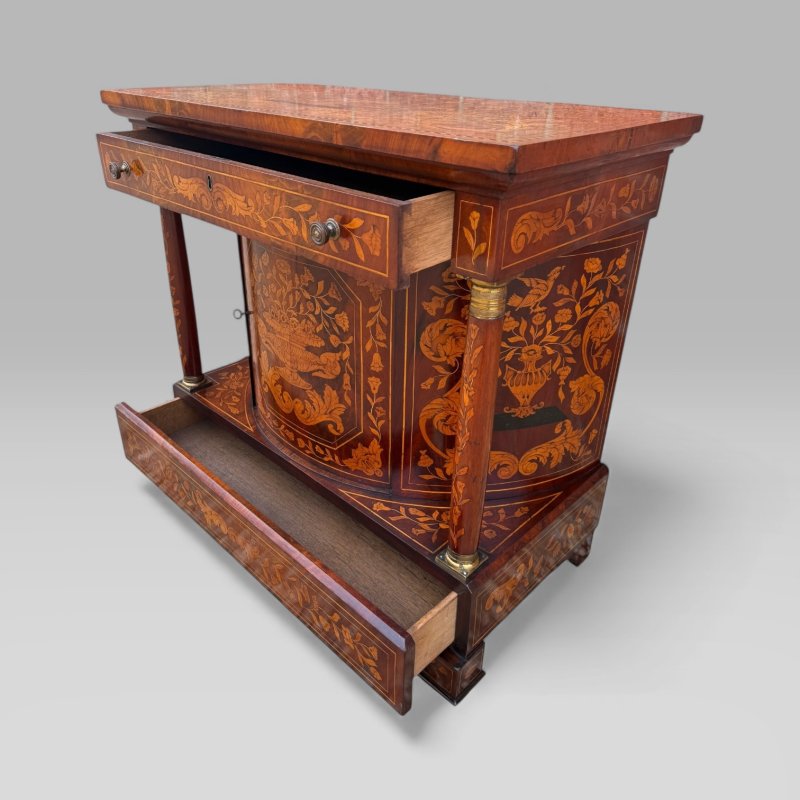 Antique 18th Century Dutch Marquetry Mahogany Console Wall Table Cabinet - Image 11